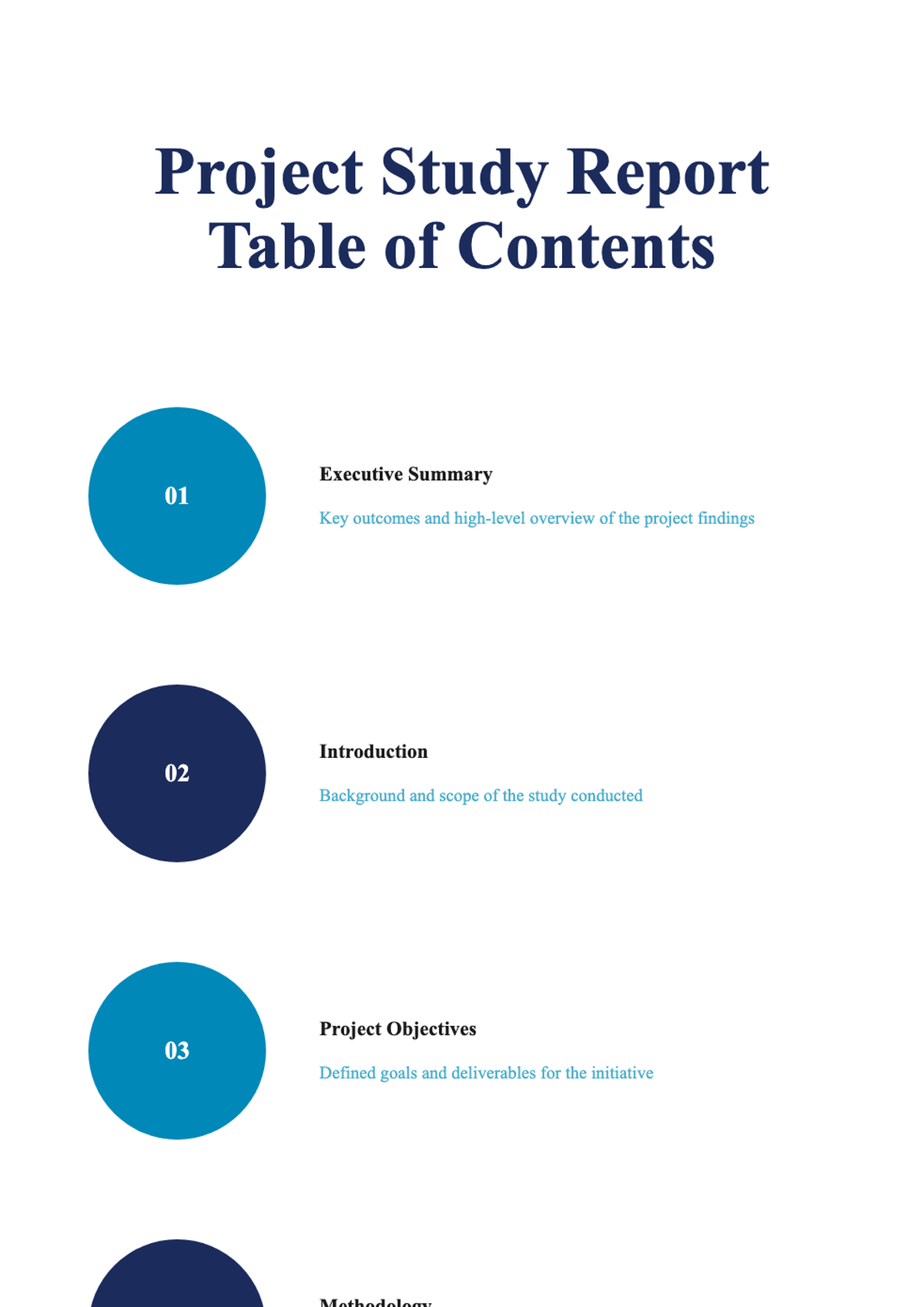 Project study report table of contents with numbered sections and photo inset_variant_2